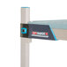 A MetroMax i metal shelving unit with blue handles.