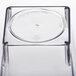 A clear plastic container of Fineline Wavetrends clear plastic tumblers with a clear circular lid.