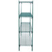 A green Metroseal 3 wire shelving unit with 4 shelves.