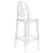 Flash Furniture OW-GHOSTBACK-29-GG Ghost Transparent Polycarbonate Outdoor / Indoor Bar Height Stool with Oval Back Main Thumbnail 1