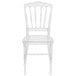 A Flash Furniture clear polycarbonate Chiavari chair.