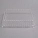 A clear plastic rectangular lid on a white background.