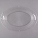A clear plastic oval catering bowl with a clear rim.