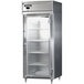 A large stainless steel Continental reach-in refrigerator with glass doors.