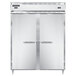 A white Continental pass-through refrigerator/freezer with double doors and black handles.