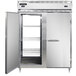 A stainless steel Continental refrigerator/freezer with open doors.