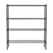 A black metal 360 Office Furniture wire shelving unit.