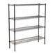 A 360 Office Furniture black wire shelving unit with four shelves.