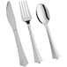 A Visions silver plastic fork and spoon set