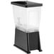 A black plastic beverage dispenser with a clear plastic container and a black lid.