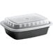A black and white plastic container with a clear lid.