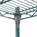 A Metro Super Erecta Metroseal wire rack with a metal pole.