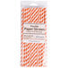 Creative Converting 051166 7 3/4" Jumbo Sunkissed Orange / White Stripe Paper Straw - 24/Pack Main Thumbnail 2
