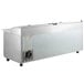 A large silver Beverage-Air refrigerated pizza prep table on wheels.