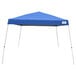 A blue Caravan Canopy tent with slant legs.