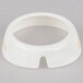 A white circular plastic Tablecraft salad dressing dispenser collar with beige lettering on the surface.