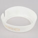 A white plastic Tablecraft salad dressing dispenser collar with beige "Fat Free Italian" lettering.
