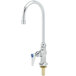 A silver T&S deck-mounted pantry faucet with lever handle and gooseneck spout.