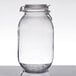 A clear glass Choice storage jar with a metal hinge top lid.