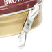 A close-up of a SC Johnson Kiwi brown shoe polish tin.