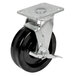 A black and silver metal caster wheel for a Vulcan gas convection oven stacking kit.