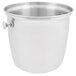 A silver stainless steel Vollrath wine bucket with handles.