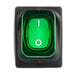 A green light on a black Avantco light switch.