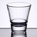 A close-up of a Libbey stackable rocks glass with a small rim.