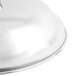 A stainless steel compote dish cover.