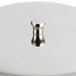 A stainless steel Town compote dish lid with a metal knob.
