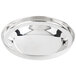 A stainless steel compote dish cover over a silver bowl.