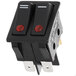 A black Avantco On/Off switch with two red lights.