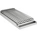 A stainless steel metal grid for a 2 burner charbroiler.