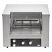 A stainless steel Vollrath conveyor oven with a metal grate.