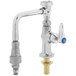A silver T&S deck-mount pantry faucet with a blue lever handle.