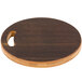 An American Metalcraft round carbonized bamboo serving board with a handle.