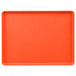 A rectangular orange Cambro dietary tray with a white border.