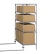 A MetroMax Q metal shelving unit with boxes on it.