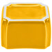 A yellow and white ceramic square Fiesta sugar caddy.