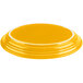 A yellow china platter with a white border.