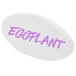 An American Metalcraft white oval ceramic card sign with purple text.