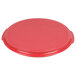 A white Rubbermaid cake keeper with a red plastic lid with a round edge.