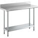 Regency 18" x 48" 18-Gauge 304 Stainless Steel Commercial Work Table with 4" Backsplash and Galvanized Undershelf Main Thumbnail 1