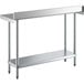 Regency 18" x 48" 18-Gauge 304 Stainless Steel Commercial Work Table with 4" Backsplash and Galvanized Undershelf Main Thumbnail 3