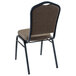 A brown National Public Seating stackable banquet chair with black metal legs and a 2" padded seat.