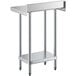 A stainless steel Regency work table with a shelf.