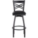 Lancaster Table & Seating Cross Back Bar Height Black Swivel Chair with Black Vinyl Seat Main Thumbnail 5