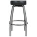 Lancaster Table & Seating Clear Coat Backless Barstool with Black Swivel Upholstered Seat Main Thumbnail 4
