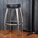 Lancaster Table & Seating Clear Coat Backless Barstool with Black Swivel Upholstered Seat Main Thumbnail 1