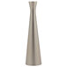 A silver metal Tablecraft hourglass bud vase with a long stem.